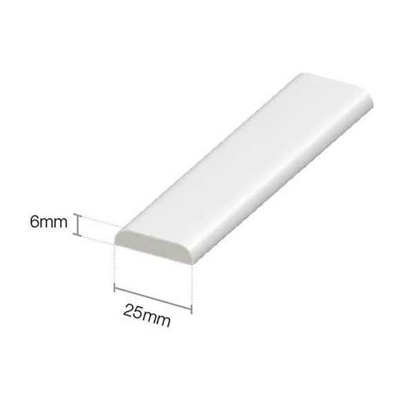 25mm Plastic D Mould 5m White