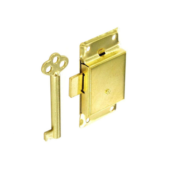 Cupboard Lock 2 Keyed Brassed 63mm